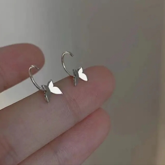 Mini Half Hoop Butterfly Hoops Zinc Alloy Sterling Plate - Picture 4 of 5
